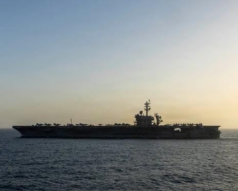 USS Abraham Lincoln conducting blockade operations in the Arabian Sea on 16 April.