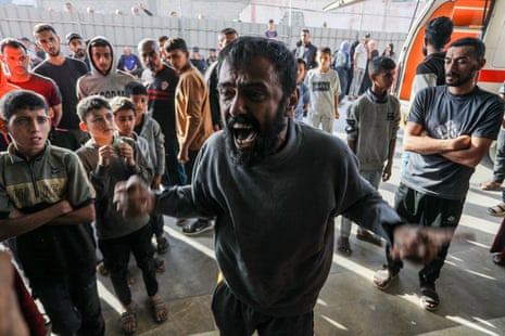 The scene at a hospital in Rafah where injured people were taken after Israeli soldiers opened fire as Palestinians were trying to reach an aid distribution point in Gaza