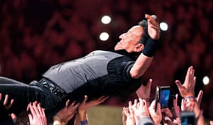 Springsteen crowdsurfing at a concert in Philadelphia during his 2016 River Tour