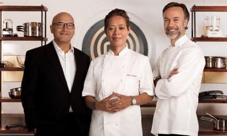 the MasterChef: The Professionals team (L-R) Gregg Wallace, Monica Galetti, Marcus Wareing