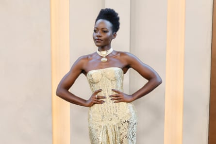 Lupita Nyong’o who plays Helen attends the New York premiere of The Odyssey.