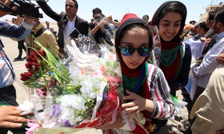 Fatima Qaderyan (pictured) and her team mates were celebrated when they returned to Afghanistan with silver medals from the international robotics competition.