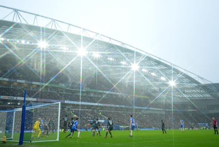 Under the lights in the rain at the Amex.