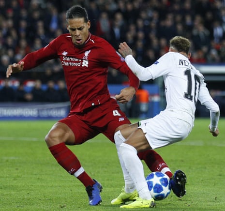 Liverpool defender Virgil Van Dijk gets the ball.