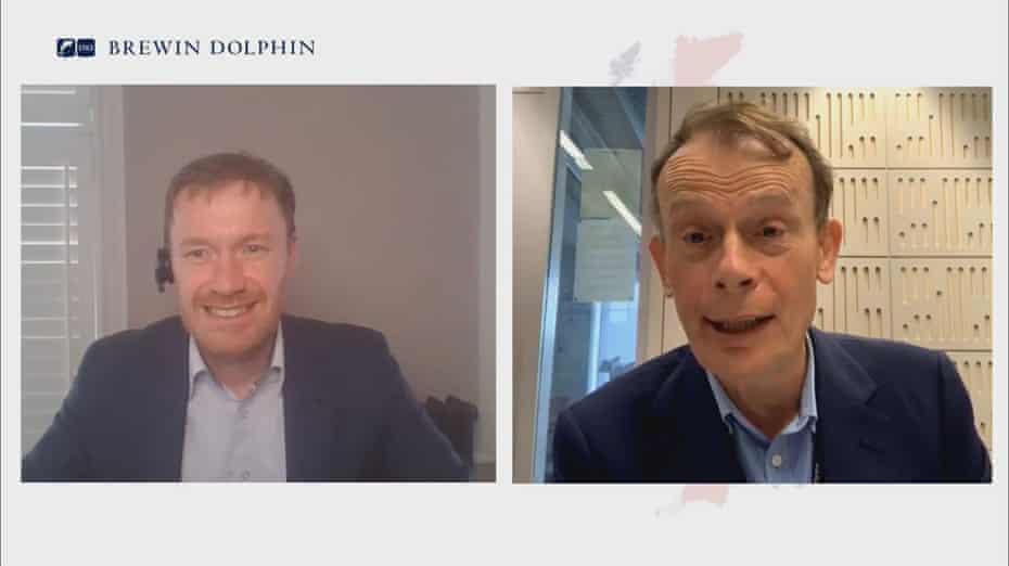 Andrew Marr interviewed on a Zoom call with wealth management company Brewin Dolphin.