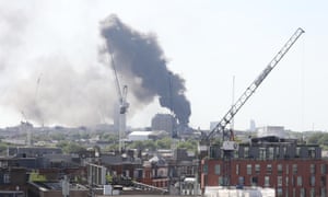 Plumes of smoke from the fire were visible across the capital.