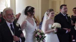 Wedding day … Rose with her father, left, and Rosie with her stepdad.