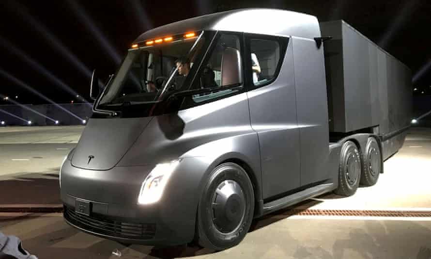 Tesla’s electric truck is unveiled during a presentation in California in 2017.