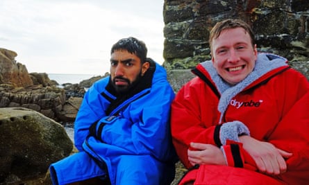 In at the deep end: with Joe Lycett after a bracing swim in the sea at 40 Foot in Dublin.