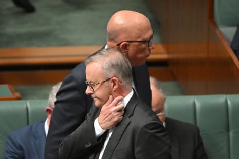 Peter Dutton and Anthony Albanese in the chamber