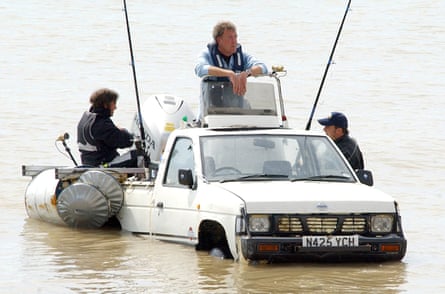 In a 2007 edition of Top Gear, James May, Richard Hammond and Jeremy Clarkson attempted to sail the Channel in three cars. Here, Clarkson suffers engine problems off the beach in Dover.