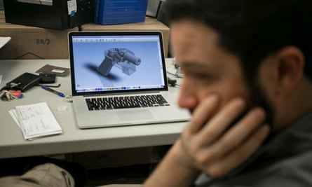 The design for a 3D printable gun that Cody Wilson, right, was ordered to take down from the Internet.