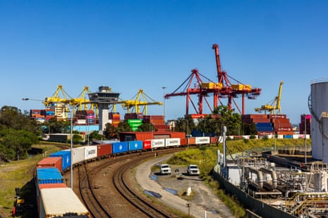 A freight train at Port Botany, in Sydney.