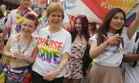 Scotland’s first minister, Nicola Sturgeon, second left, at Pride Glasgow.