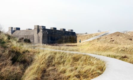 An artist’s impression shows how the Atlantic Wall fortification is incorporated into the new building.