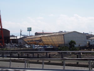 A damaged building in Osaka