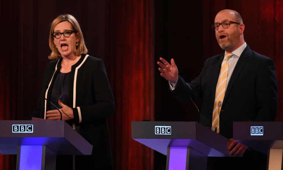 Amber Rudd and Paul Nuttall in the BBC election debate, May 2017