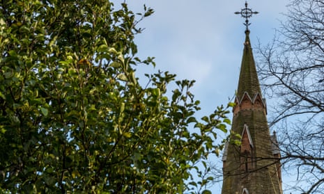 The spire of St Matthew’s church in Short Strand, east Belfast