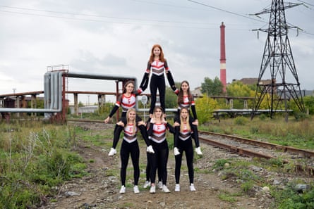 Members of the Fox cheerleading team in Ust-Kamenogorsk, Kazakhstan