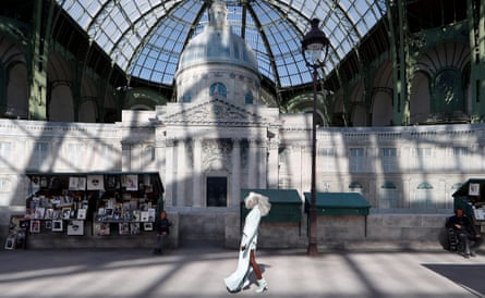 Chanel’s extravagant setting for the show included street lamps along a promenade.