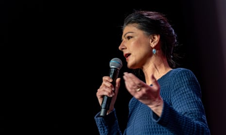 BSW party chair and top candidate Sahra Wagenknecht speaks during the Sahra Wagenknecht Alliance (BSW) election event in Berlin.