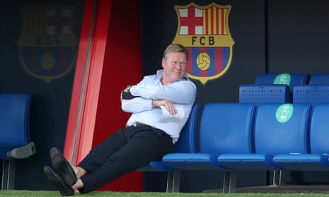 Ronald Koeman, shortly before being told to vacate Xavi’s seat.
