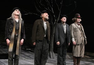 Thriving … Billy Crudup, left, with McKellen, Stewart and Shuler Hensley in their Beckett double bill at Cort theatre, New York, 2013.