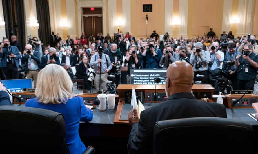 Vice-chair Liz Cheney and chairman Bennie Thompson preside over the first public hearing of the House select committee investigating the January 6 attack on the US Capitol.
