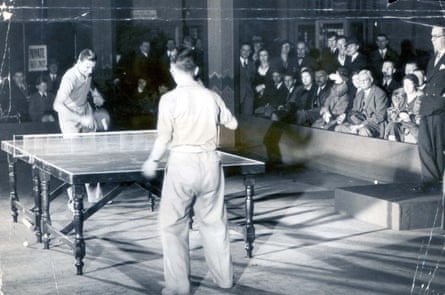 Fred Perry practising table tennis in Prague