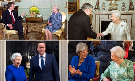 The Queen with Tony Blair, Gordon Brown, David Cameron and Theresa May.