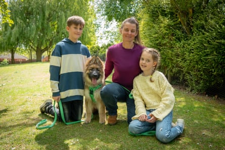 A family with a german shepherd dog called Buffy.