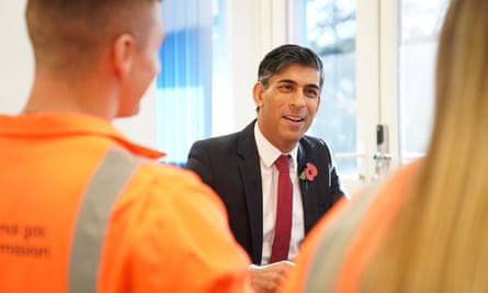 Rishi Sunak during a visit to the Bacton Gas Terminal in north Norfolk on 6 November 2023.