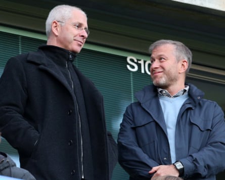 Eugene Tenenbaum with Roman Abramovich at a Chelsea FC match