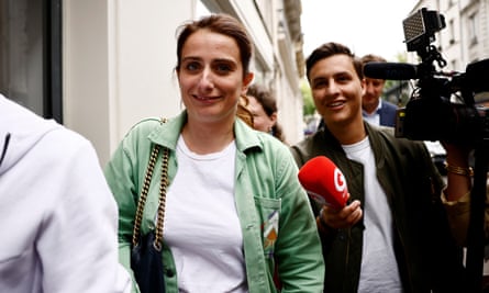 Marine Tondelier outside the French Green party’s headquarters.