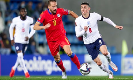 Phil Foden looks to instigate another England attack during their 5-0 victory over Andorra