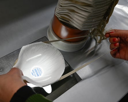 FFP2 face masks being tested at Moldex-Metric, a German protective workwear manufacturer.