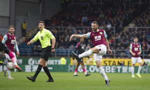 Erik Pieters thumps home Burnley’s second.
