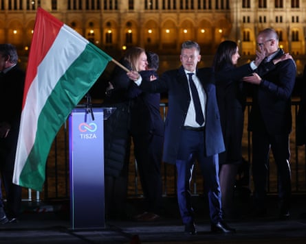 Peter Magyar on election evening In Budapest
