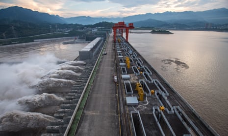 Water gushes from the Three Gorges dam in Hubei province. The megaproject took 12 years to build.