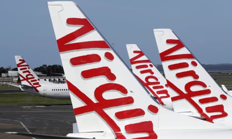 Virgin planes lined up at Sydney airport