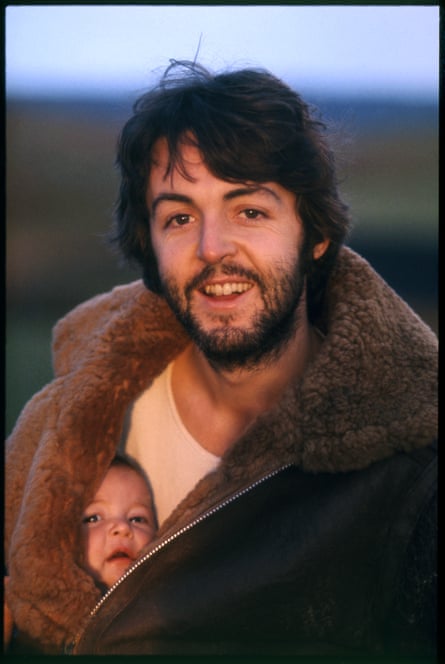 Paul and Mary, 1969. Paul is wearing a sheepskin coat under which Mary is snuggled