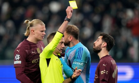 It was another frustrating night for Manchester City and Bernardo Silva who was booked near the end for clashing with the Juventus goalkeeper Michele Di Gregorio.