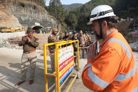 Arnold Dix at the site of the Silkyara Bend-Barkot tunnel collapse