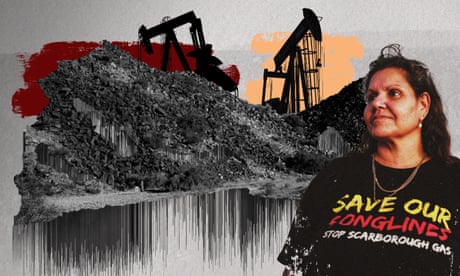 Josie Alec, a first Nations advocate in Western Australia, pictured in front of the gas development in the Murujuga area