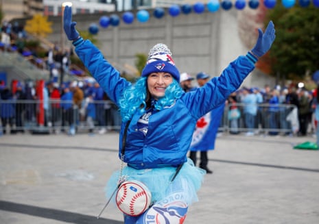 Susan Amell poses outside Rogers Center ahead of Friday night’s game.