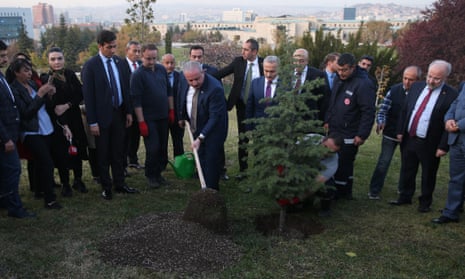 The Speaker of Turkey’s parliament, Mustafa Şentop, planting a tree in Ankara on 11 November 2019 as part of National Forestation Day.