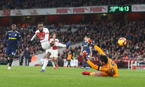 Alexandre Lacazette fires in the second for Arsenal.