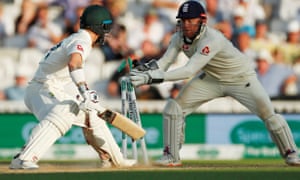 Jonny Bairstow stumps Matthew Wade on another excellent day for the wicketkeeper.