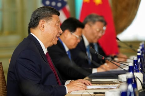 Chinese President Xi Jinping speaks during a bilateral meeting with U.S. President Joe Biden at Filoli estate on the sidelines of the Asia-Pacific Economic Cooperation (APEC) summit, in Woodside, California, U.S., November 15, 2023.