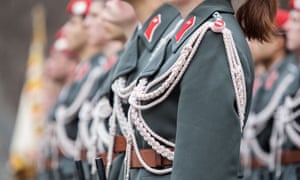 Austrian soldiers at an armed forces ceremony in Vienna, Austria in January 2020.